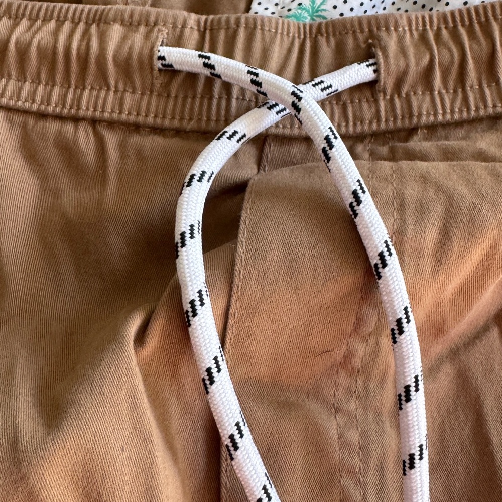 Free Planet Tan and White Athletic Shorts with Drawstring